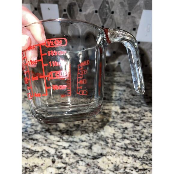 Anchor Hocking Measuring Cup Glass 2-Cup Red Lettering Hook Handle USA - Picture 6 of 6